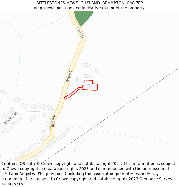 BITTLESTONES MEWS, GILSLAND, BRAMPTON, CA8 7EP: Location map and indicative extent of plot