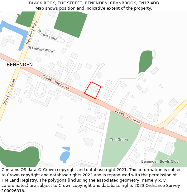 BLACK ROCK, THE STREET, BENENDEN, CRANBROOK, TN17 4DB: Location map and indicative extent of plot