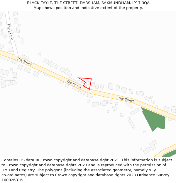 BLACK TAYLE, THE STREET, DARSHAM, SAXMUNDHAM, IP17 3QA: Location map and indicative extent of plot
