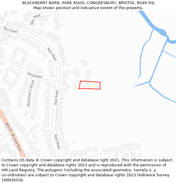 BLACKBERRY BARN, PARK ROAD, CONGRESBURY, BRISTOL, BS49 5HJ: Location map and indicative extent of plot