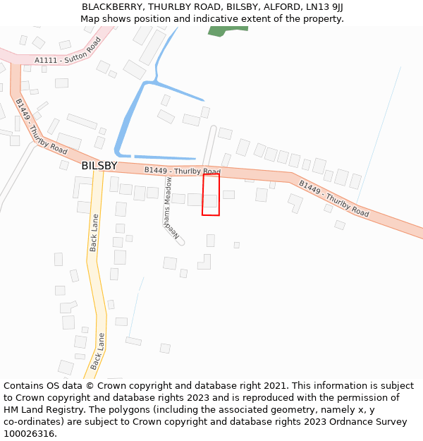 BLACKBERRY, THURLBY ROAD, BILSBY, ALFORD, LN13 9JJ: Location map and indicative extent of plot