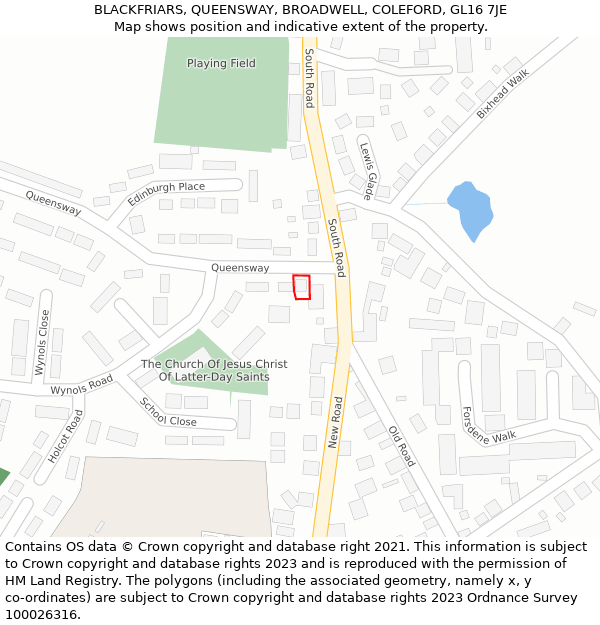 BLACKFRIARS, QUEENSWAY, BROADWELL, COLEFORD, GL16 7JE: Location map and indicative extent of plot