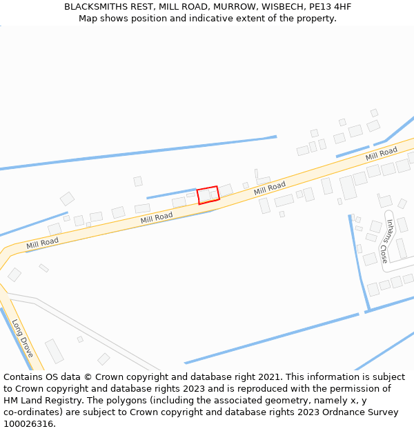 BLACKSMITHS REST, MILL ROAD, MURROW, WISBECH, PE13 4HF: Location map and indicative extent of plot
