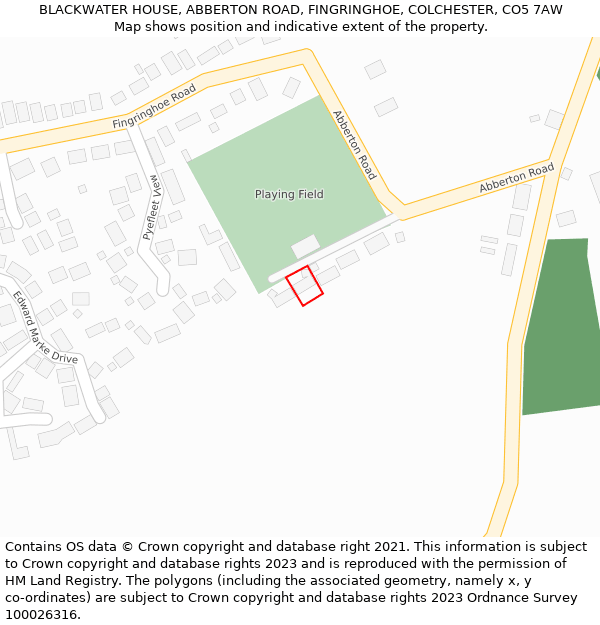 BLACKWATER HOUSE, ABBERTON ROAD, FINGRINGHOE, COLCHESTER, CO5 7AW: Location map and indicative extent of plot
