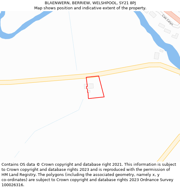 BLAENWERN, BERRIEW, WELSHPOOL, SY21 8PJ: Location map and indicative extent of plot