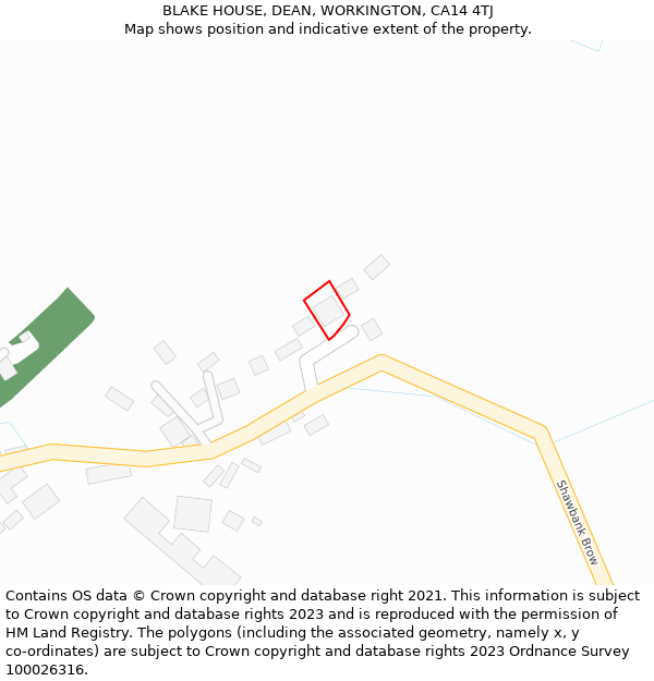 BLAKE HOUSE, DEAN, WORKINGTON, CA14 4TJ: Location map and indicative extent of plot