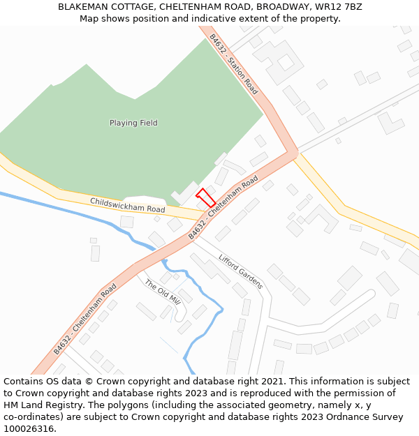 BLAKEMAN COTTAGE, CHELTENHAM ROAD, BROADWAY, WR12 7BZ: Location map and indicative extent of plot