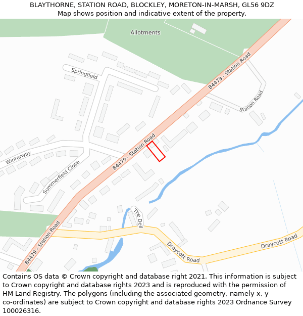 BLAYTHORNE, STATION ROAD, BLOCKLEY, MORETON-IN-MARSH, GL56 9DZ: Location map and indicative extent of plot