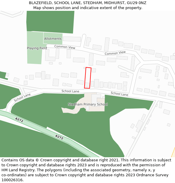 BLAZEFIELD, SCHOOL LANE, STEDHAM, MIDHURST, GU29 0NZ: Location map and indicative extent of plot