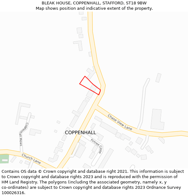 BLEAK HOUSE, COPPENHALL, STAFFORD, ST18 9BW: Location map and indicative extent of plot