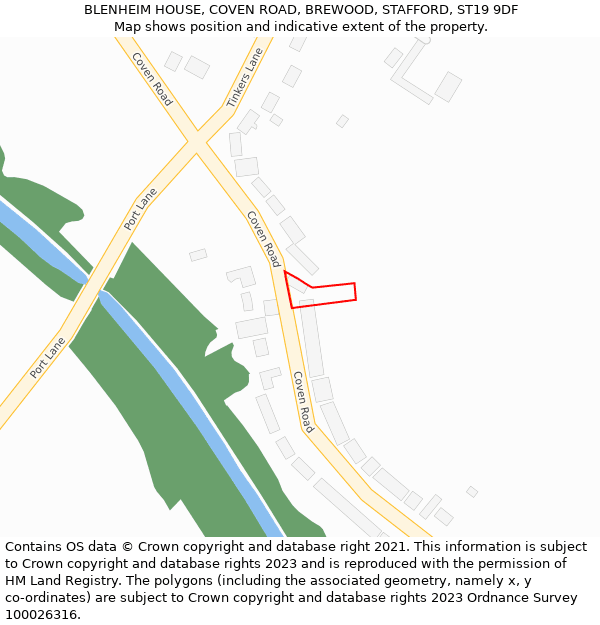 BLENHEIM HOUSE, COVEN ROAD, BREWOOD, STAFFORD, ST19 9DF: Location map and indicative extent of plot