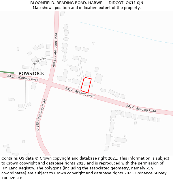 BLOOMFIELD, READING ROAD, HARWELL, DIDCOT, OX11 0JN: Location map and indicative extent of plot