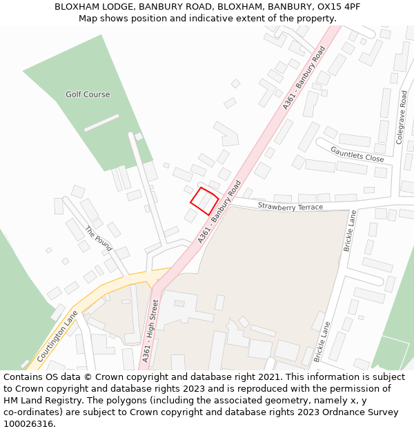 BLOXHAM LODGE, BANBURY ROAD, BLOXHAM, BANBURY, OX15 4PF: Location map and indicative extent of plot