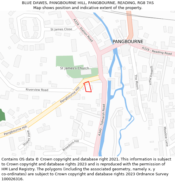 BLUE DAWES, PANGBOURNE HILL, PANGBOURNE, READING, RG8 7AS: Location map and indicative extent of plot