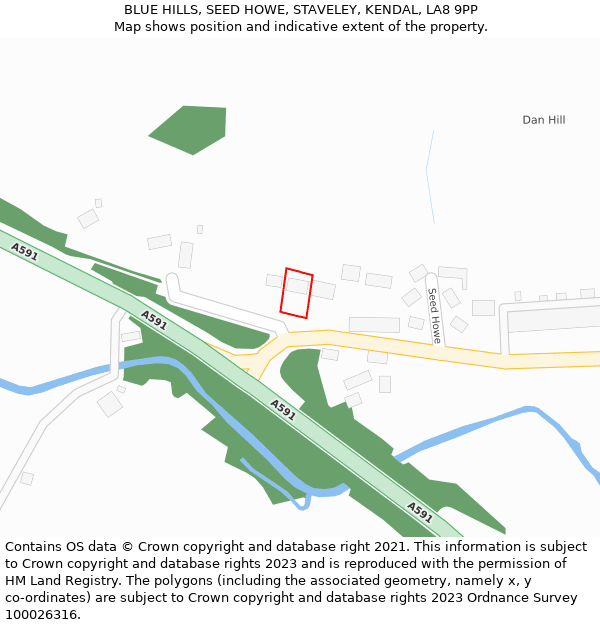 BLUE HILLS, SEED HOWE, STAVELEY, KENDAL, LA8 9PP: Location map and indicative extent of plot