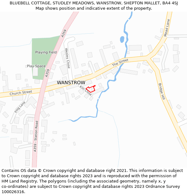 BLUEBELL COTTAGE, STUDLEY MEADOWS, WANSTROW, SHEPTON MALLET, BA4 4SJ: Location map and indicative extent of plot