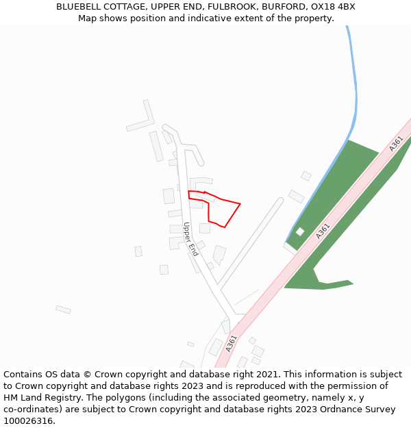 BLUEBELL COTTAGE, UPPER END, FULBROOK, BURFORD, OX18 4BX: Location map and indicative extent of plot