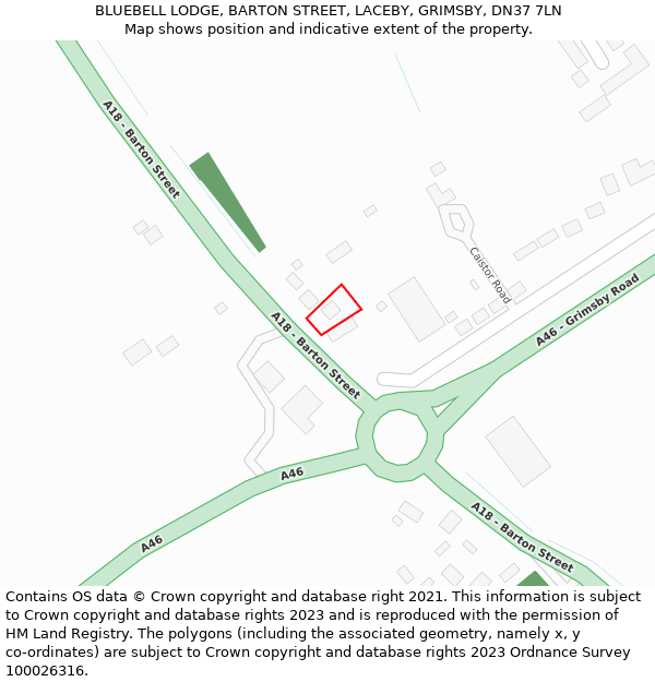 BLUEBELL LODGE, BARTON STREET, LACEBY, GRIMSBY, DN37 7LN: Location map and indicative extent of plot