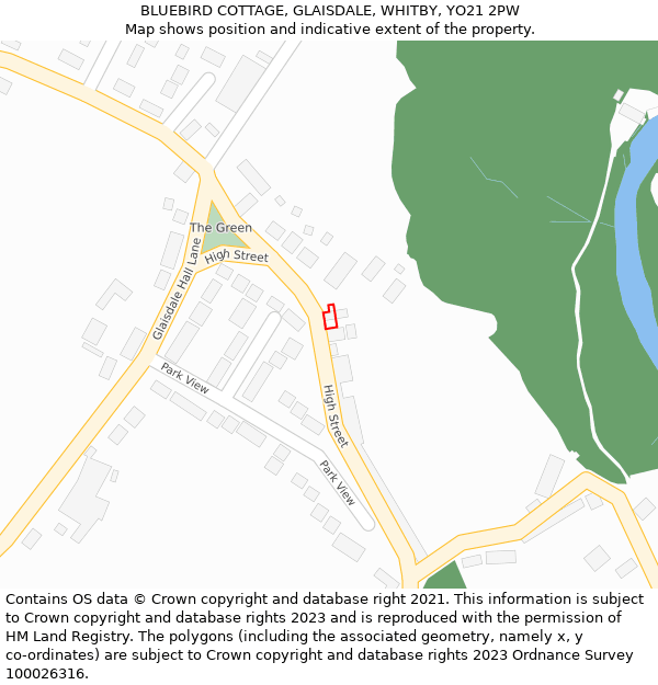 BLUEBIRD COTTAGE, GLAISDALE, WHITBY, YO21 2PW: Location map and indicative extent of plot