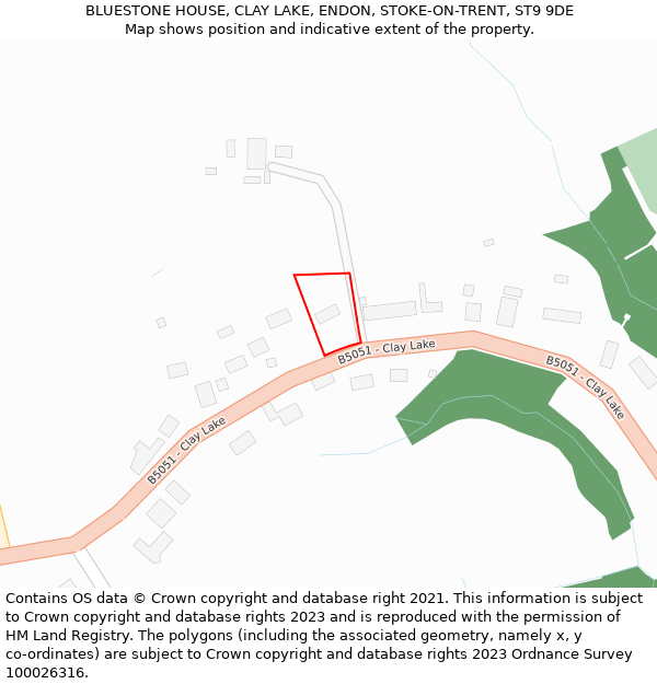 BLUESTONE HOUSE, CLAY LAKE, ENDON, STOKE-ON-TRENT, ST9 9DE: Location map and indicative extent of plot