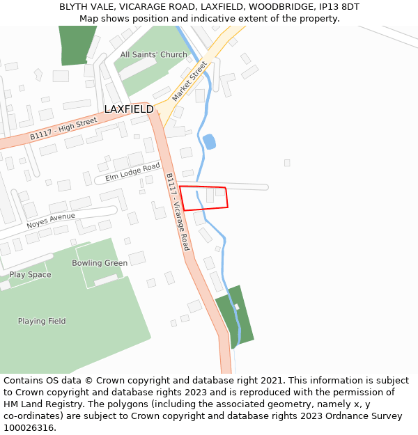 BLYTH VALE, VICARAGE ROAD, LAXFIELD, WOODBRIDGE, IP13 8DT: Location map and indicative extent of plot