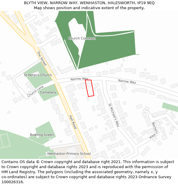 BLYTH VIEW, NARROW WAY, WENHASTON, HALESWORTH, IP19 9EQ: Location map and indicative extent of plot