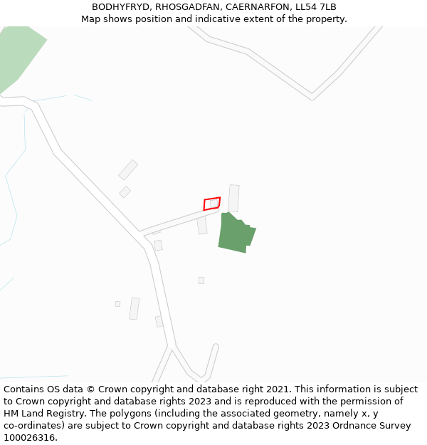 BODHYFRYD, RHOSGADFAN, CAERNARFON, LL54 7LB: Location map and indicative extent of plot