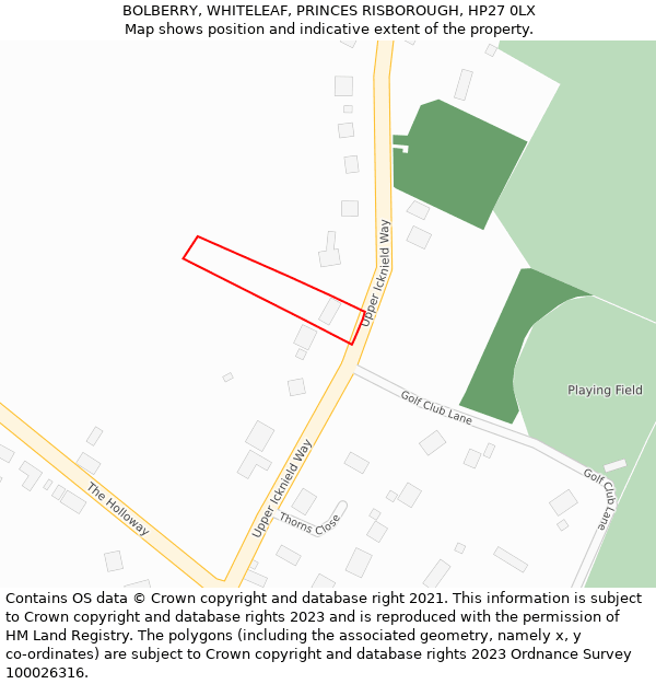 BOLBERRY, WHITELEAF, PRINCES RISBOROUGH, HP27 0LX: Location map and indicative extent of plot