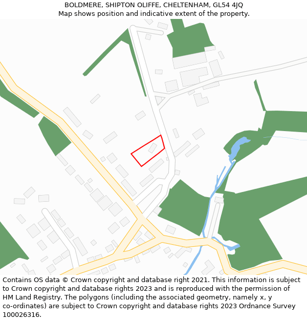 BOLDMERE, SHIPTON OLIFFE, CHELTENHAM, GL54 4JQ: Location map and indicative extent of plot