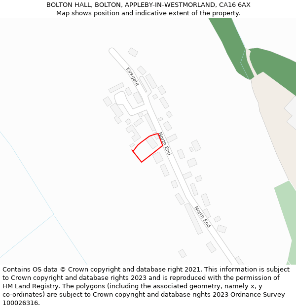 BOLTON HALL, BOLTON, APPLEBY-IN-WESTMORLAND, CA16 6AX: Location map and indicative extent of plot