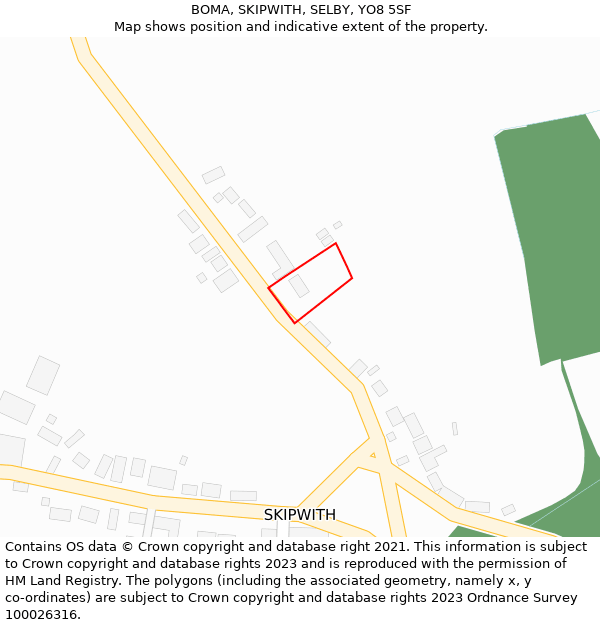 BOMA, SKIPWITH, SELBY, YO8 5SF: Location map and indicative extent of plot
