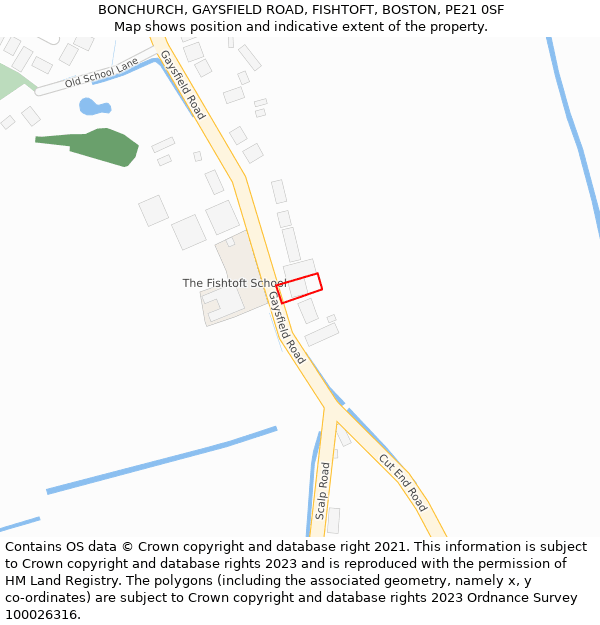 BONCHURCH, GAYSFIELD ROAD, FISHTOFT, BOSTON, PE21 0SF: Location map and indicative extent of plot