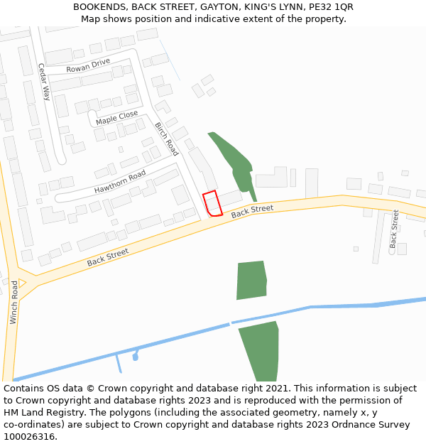 BOOKENDS, BACK STREET, GAYTON, KING'S LYNN, PE32 1QR: Location map and indicative extent of plot