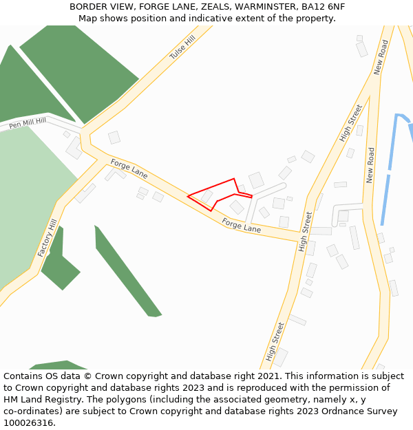 BORDER VIEW, FORGE LANE, ZEALS, WARMINSTER, BA12 6NF: Location map and indicative extent of plot