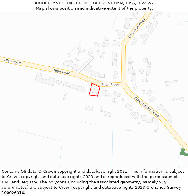 BORDERLANDS, HIGH ROAD, BRESSINGHAM, DISS, IP22 2AT: Location map and indicative extent of plot