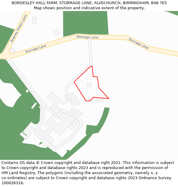 BORDESLEY HALL FARM, STORRAGE LANE, ALVECHURCH, BIRMINGHAM, B48 7ES: Location map and indicative extent of plot