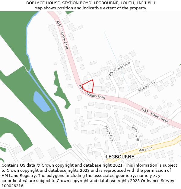 BORLACE HOUSE, STATION ROAD, LEGBOURNE, LOUTH, LN11 8LH: Location map and indicative extent of plot