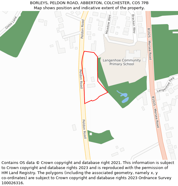 BORLEYS, PELDON ROAD, ABBERTON, COLCHESTER, CO5 7PB: Location map and indicative extent of plot