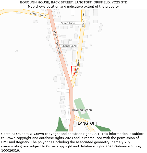 BOROUGH HOUSE, BACK STREET, LANGTOFT, DRIFFIELD, YO25 3TD: Location map and indicative extent of plot