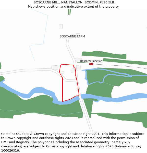 BOSCARNE MILL, NANSTALLON, BODMIN, PL30 5LB: Location map and indicative extent of plot