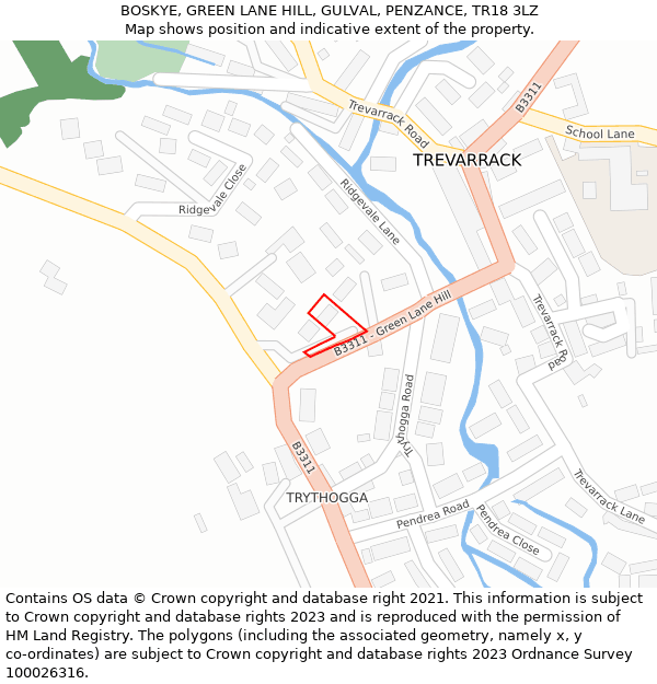 BOSKYE, GREEN LANE HILL, GULVAL, PENZANCE, TR18 3LZ: Location map and indicative extent of plot