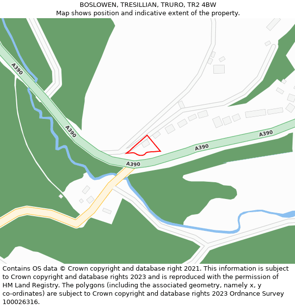 BOSLOWEN, TRESILLIAN, TRURO, TR2 4BW: Location map and indicative extent of plot