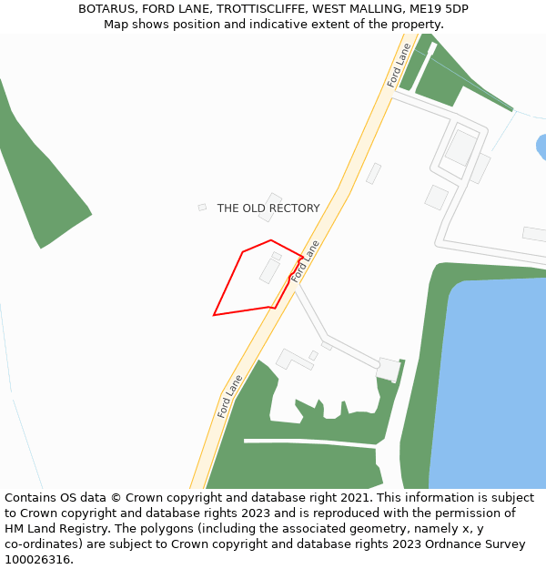 BOTARUS, FORD LANE, TROTTISCLIFFE, WEST MALLING, ME19 5DP: Location map and indicative extent of plot