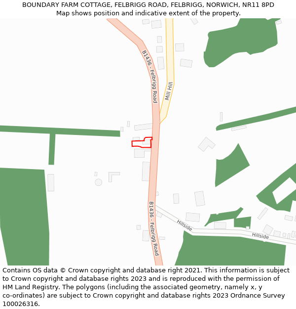 BOUNDARY FARM COTTAGE, FELBRIGG ROAD, FELBRIGG, NORWICH, NR11 8PD: Location map and indicative extent of plot