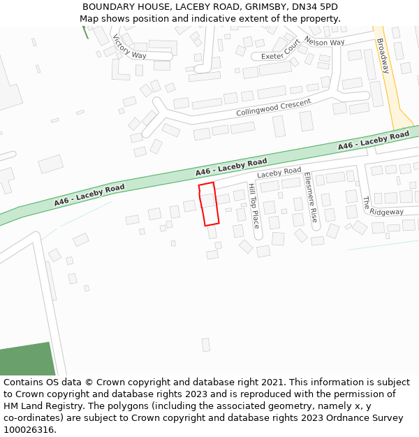 BOUNDARY HOUSE, LACEBY ROAD, GRIMSBY, DN34 5PD: Location map and indicative extent of plot