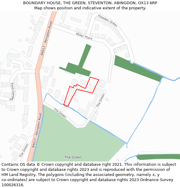 BOUNDARY HOUSE, THE GREEN, STEVENTON, ABINGDON, OX13 6RP: Location map and indicative extent of plot