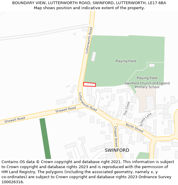 BOUNDARY VIEW, LUTTERWORTH ROAD, SWINFORD, LUTTERWORTH, LE17 6BA: Location map and indicative extent of plot