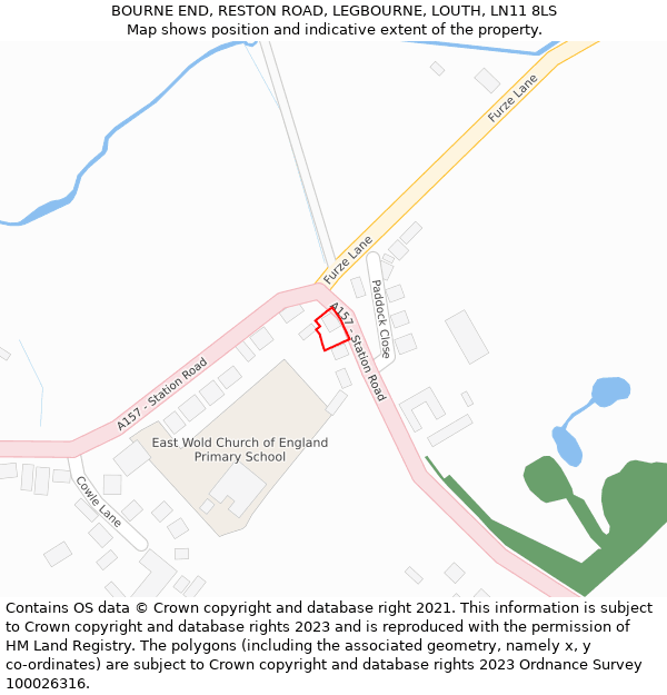 BOURNE END, RESTON ROAD, LEGBOURNE, LOUTH, LN11 8LS: Location map and indicative extent of plot
