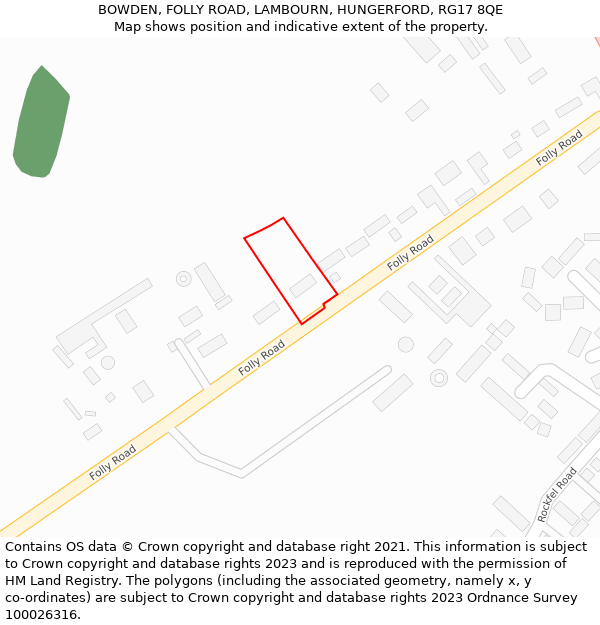 BOWDEN, FOLLY ROAD, LAMBOURN, HUNGERFORD, RG17 8QE: Location map and indicative extent of plot