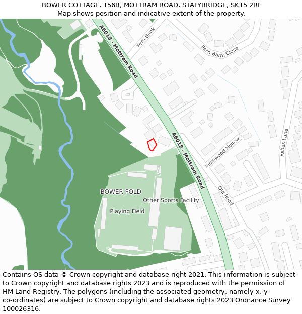 BOWER COTTAGE, 156B, MOTTRAM ROAD, STALYBRIDGE, SK15 2RF: Location map and indicative extent of plot
